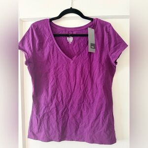 NWT Purple Cotton VNeck Women's Top